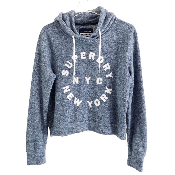 Superdry  Hoodie Super Soft Sweater With Appliqué Logo Blue Small - Picture 4 of 7